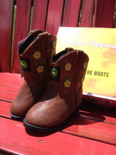New John Deere Johnny Popper Western Boots Infant Toddler Size 5 Girl JD1233  