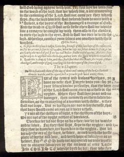 1552 Tyndale Black Letter Bible Leaf RARE 2ND THESSALONIANS RAPTURE OF CHURCH  