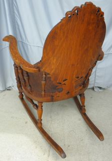 Fancy Victorian Carved Oak Rocking Chair Rocker Antique  
