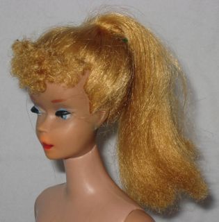 1960 Mattel Barbie 4 Ponytail Blonde Head on A 5 Body in Nighty Negligee Set  