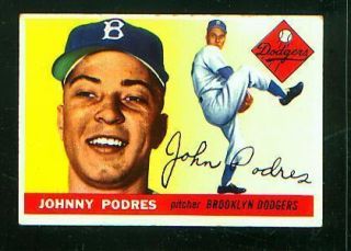 1955 TOPPS # 25  JOHNNY PODRES  DODGERS  EXCELLENT  SET BREAK