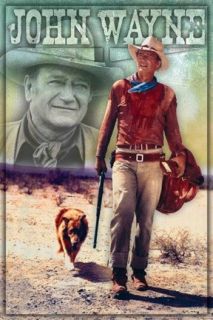 John Wayne Poster 60x90cm Cowboy with Dog Gun Western Long Live The Duke New  