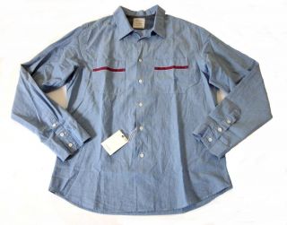 225 Nwt BILLY REID Italy Premium Blue Red Folsum Button Down Slim Shirt XL  