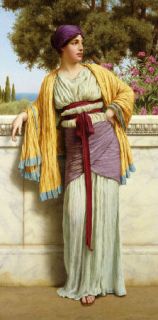 John William Godward "Cestilia" Portrait on Canvas  