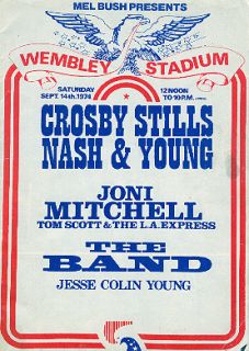 Joni Mitchell CSNY The Band 1974 Wembley Stadium Concert Program Book  