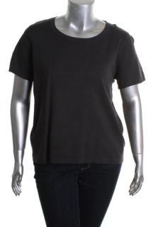 Jones New York NEW Gray Short Sleeve Scoop Neck T Shirt Top Plus 2X BHFO  