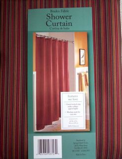 Deep Tone Green Brown Burgundy Striped Fabric Shower Curtain New  