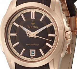 Bulova Men's 97B110 Precisionist Longwood Rose Tone Brown Leather Watch  
