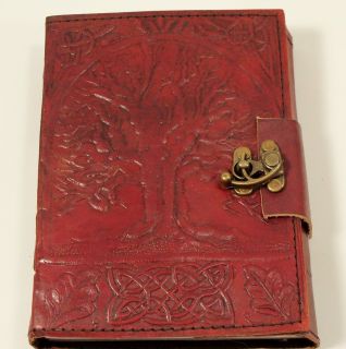 Celtic Tree of Life Embossed Leather Journal Diary Lock Hand Made Paper 5 x 7  