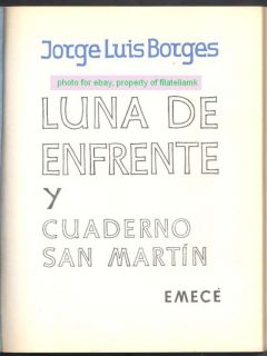 Jorge Luis Borges Book Luna de Enfrente Signature '70  