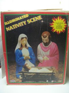 Empire Nativity Mary Joseph Jesus w Manger Lighted Blow Mold Set Christmas  
