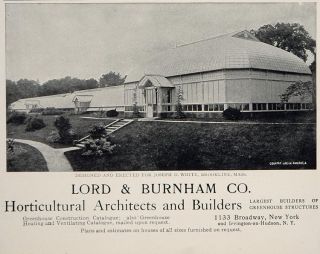 1902 Ad Lord Burnham Greenhouse Joseph D White Mass Original Advertising  