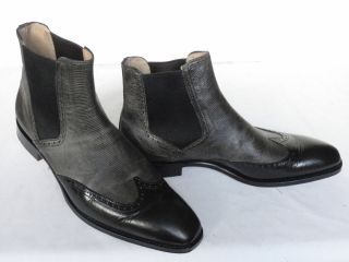 Joseph Cheaney Black Anthracite Lizard Print Calf Leather Chelsea Boots UK 9 F  