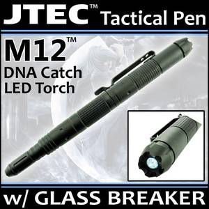 6" Jtec Aluminum Tactical Pen w DNA Catch LED Glass Break Self Defense M12  
