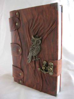 Handmade Luxury Leather Journal Notebook ''Owl'' Emblem  