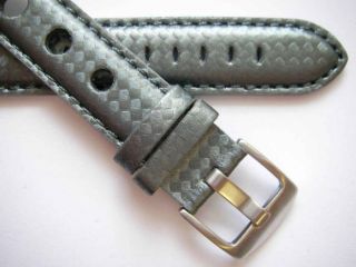 Grey Kevlar Finished Sport Pinhole Leather Watch Band  