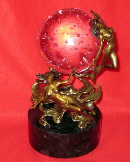 JULIE BELL BRONZE~ PASSIONS OF THE FUTURE CRYSTAL BALL ~ SCULPTURE