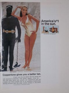 Coppertone Suntan Lotion Ad w Actress Julie Newmar in Swimsuit
