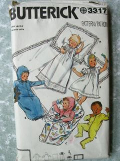 Sewing Pattern 3317 Baby Layette Christening Gown Bunting Sleep Sack