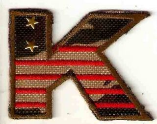 Letter K Red Stripes Military Camouflage Iron on Patch