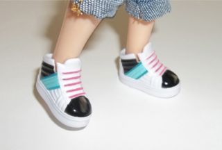 New Katie Sk8 Trendy White Summer Fun Stripe Tennis Shoes Liv Doll