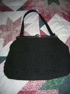 Kathy Ireland Black Crochet Evening Bag Handbag