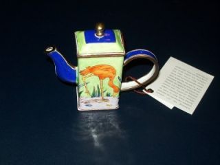 Kelvin Chen Miniature Enamel Teapot Flamingo COA