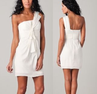 Max Azria Palais One Shoulder Cocktail Dress 2468 in White New