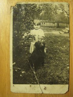 Old Photo Postcard Kenney Girl Labrador Retriever Dog
