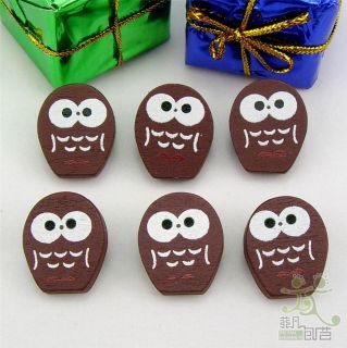 20 Pcs Cute Brown Wood Owl Buttons Lot Craft Kids