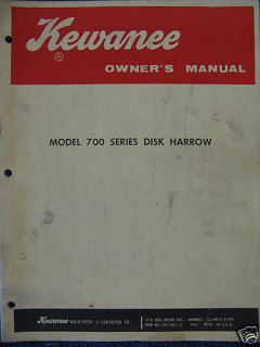 Kewanee 700 Disk Harrow Operator Manual