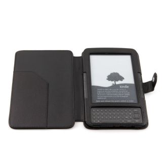 Black PU 2 Leather Case Cover for Kindle Keyboard with Slim Light Fast