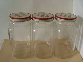 RARE Fire King Clear Coffee Canisters with Tulip Lids
