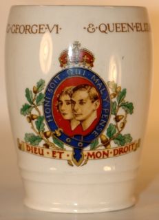 1937 King George VI Queen Elizabeth Coronation Pottery Mug