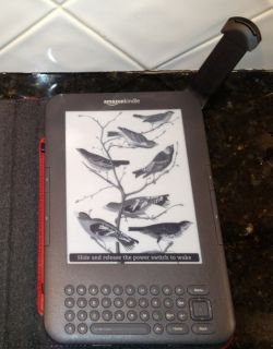  Kindle Keyboard ebook reader 4GB. Wi Fi, lighted leather case