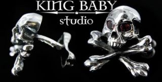 King Baby Studio Skull Crossbones Garnet Cufflinks
