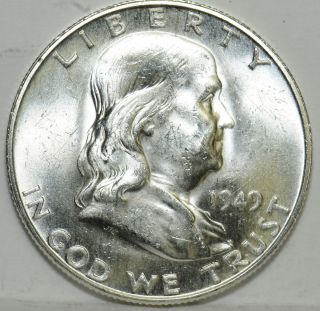 1949 D Franklin Half Dollar Very Choice Brilliant UNC 5