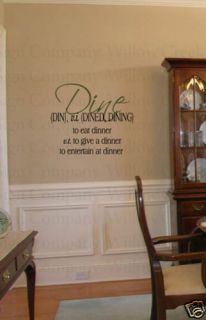 Dine Definition Kitchen Wall Lettering Words Decor Art