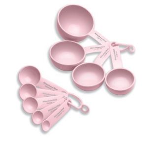 New KitchenAid Classic Plastic Measuring Cups and Spoons Set Pink