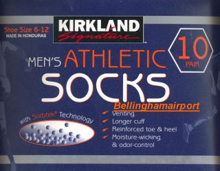 Kirkland Mens Athletic Socks 10 Pack Size 6 12 FreeShp