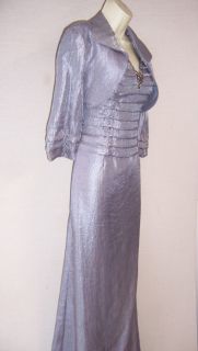 KM Collections Silver Gray Mother of Bride Formal Gown Dress Bolero