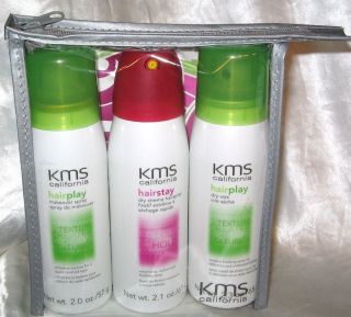 KMS California Gift Pack Hairplay Hairstay 3 Hair Spray Bottles