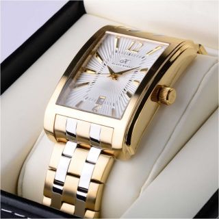 Klaus Kobec 14 ct Gold plated 2 tone Rectangle Dial Watch Date RRP 160