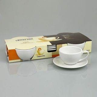 Konitz Coffee Bar Capuccino 6 oz. Cup and Saucer (Set of 4) New in Box