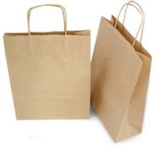 Brown Kraft Paper Handle Shopping Bags 13x7x17 250 CS