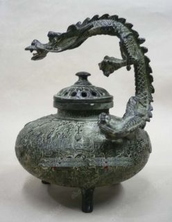 Collectable Traditional Folk Kultur Bronze Dragon Incense Censer