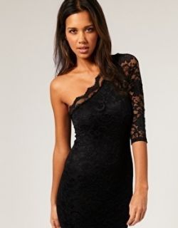 ASOS Lace One Shoulder Dress Black All Sizes BNWT