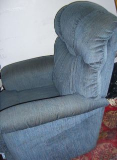Vintage Blue Tan La Z Boy Lancer Rocker Recliner Chair Footrest Lever