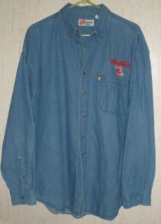 Mens Collectible NASCAR 3 Dale Earnhardt L s Blue Jean Shirt Size XL