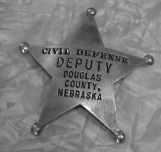 BADGE, CIVIL DEFENSE DEPUTY, DOUGLAS COUNTY NEBRASKA, 5 POINT STAR
